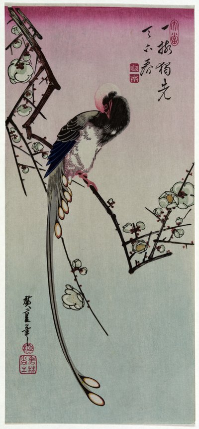 Ume ni Onagadori by Utagawa Hiroshige